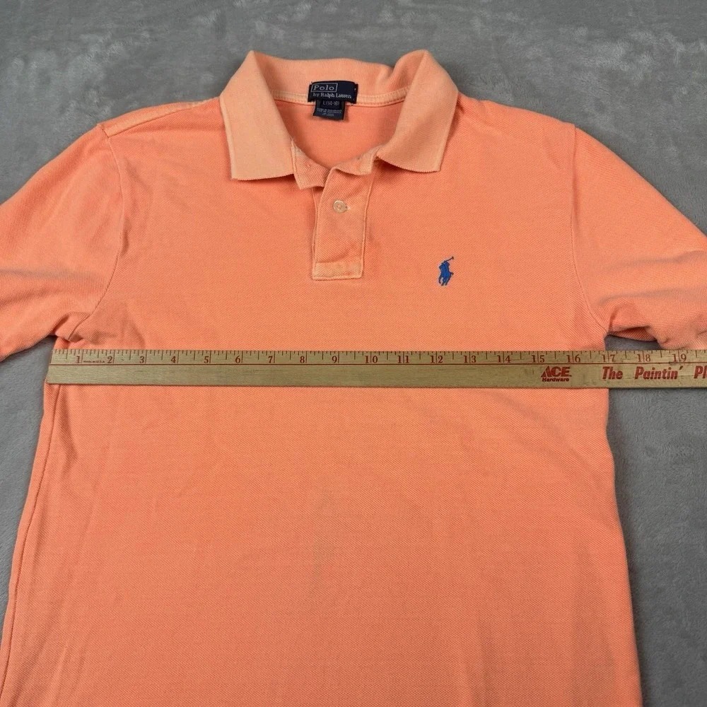 Polo Ralph Lauren Polo Shirt Youth Large 14-16 Orange Short Sleeve Cotton Casual - Picture 4 of 7